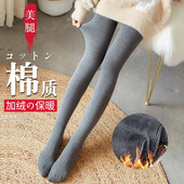 保暖裤 女外穿加厚冬季 袜踩脚高腰紧身薄绒灰色棉裤 秋冬加绒打底裤