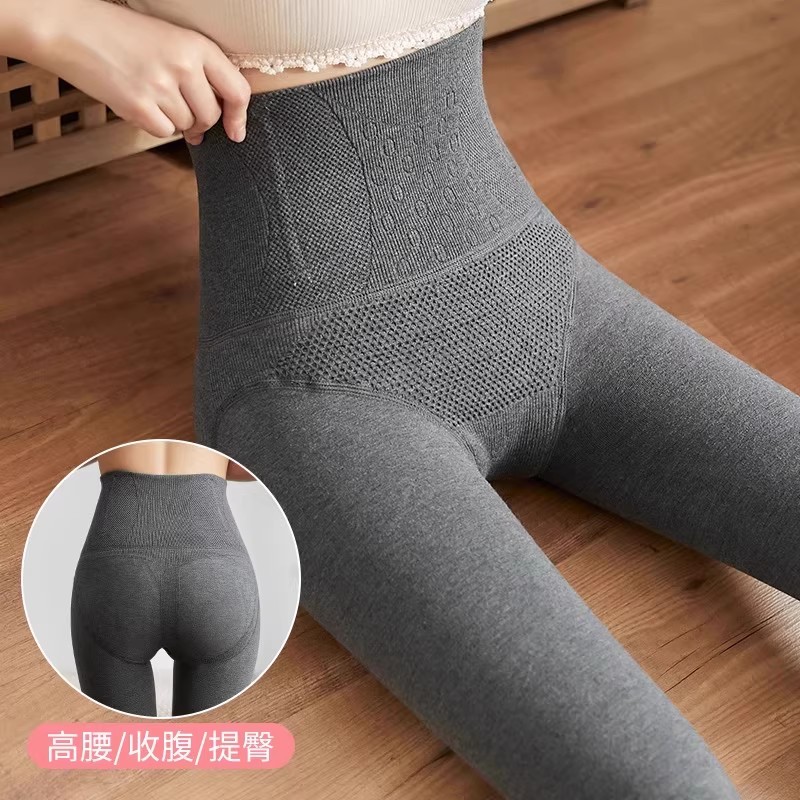 高腰收腹打底裤女加绒加厚秋冬季外穿提臀修身保暖裤黑灰色连裤袜