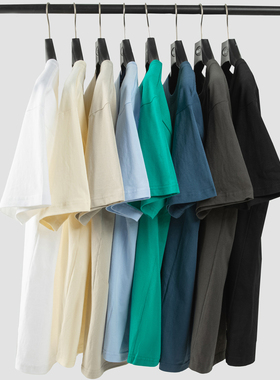 美式220g重磅纯棉短袖t恤男圆领宽松男纯白色打底衫男士夏季半袖