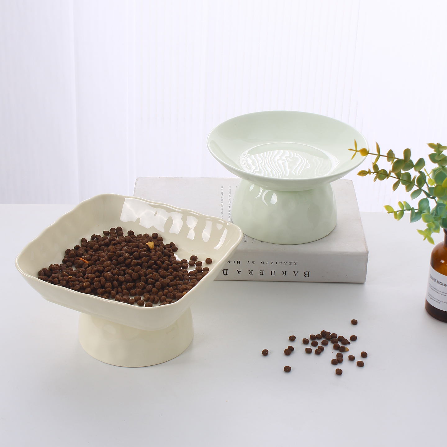 猫碗陶瓷大口径防打翻猫粮碗