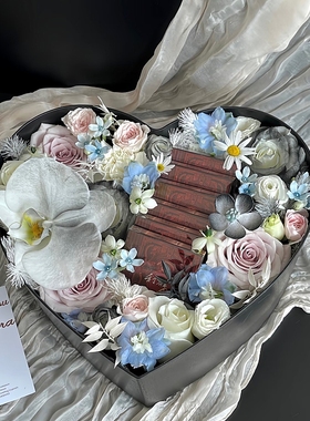 圆形礼盒入冬四件套手提盒注塑心形鲜花水果包装盒开窗花盒带花泥