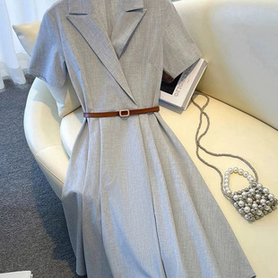 职业气质公务员 微胖重要场合连衣裙漂亮正式 场合西装 领女夏季 新款