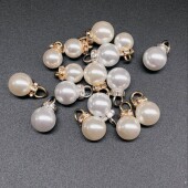 50个吊钻圆扣仿高亮珍珠手工服装 发饰材料皮筋发圈吊珠DIY材料