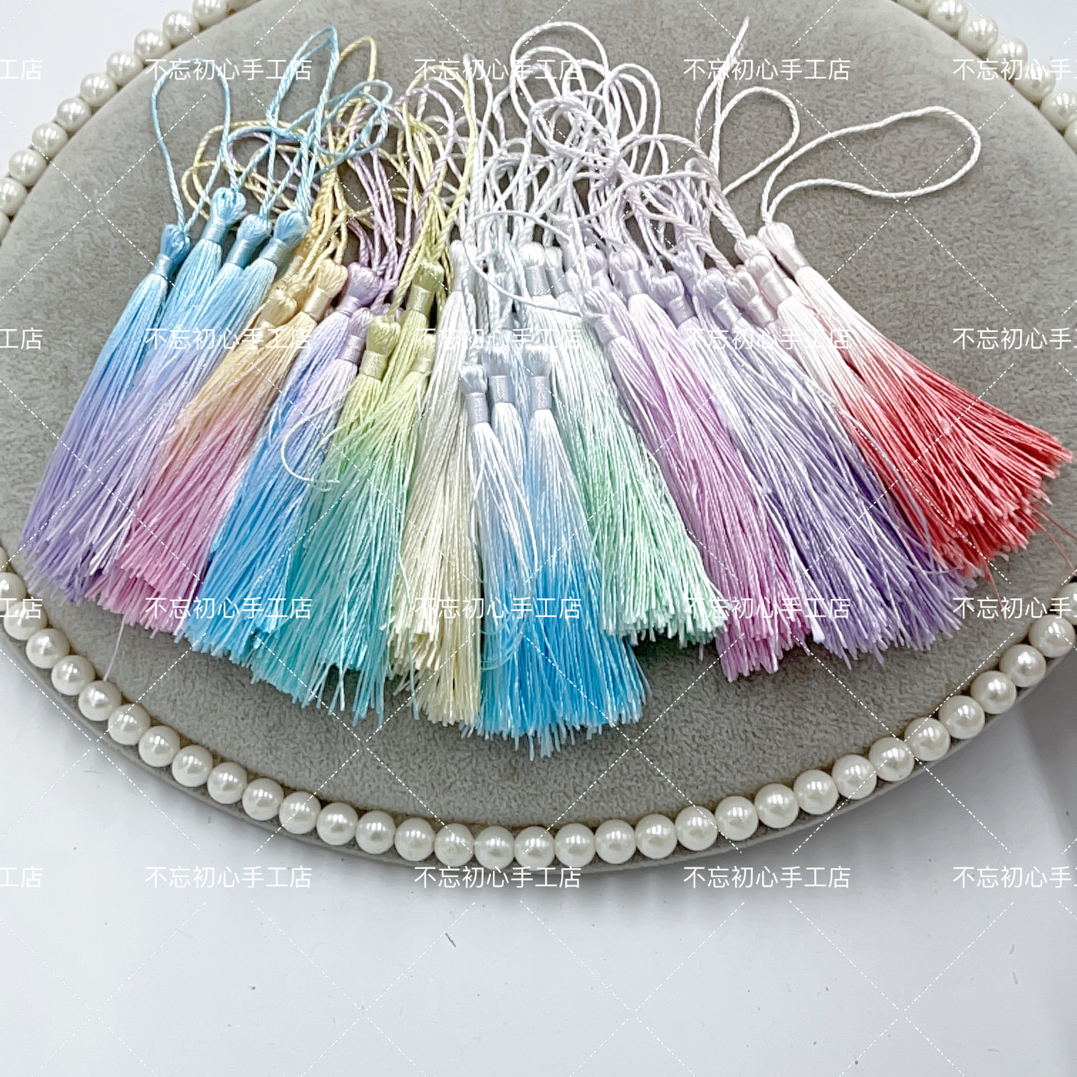手染双色渐变色小流苏穗子手工diy钩织花朵发饰团扇书签流苏挂件