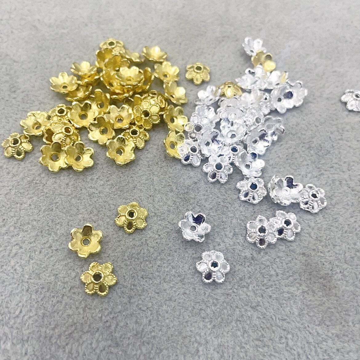 100个6/8mm合金立体六瓣花托帽隔珠托diy手工手链耳饰品吊坠配件