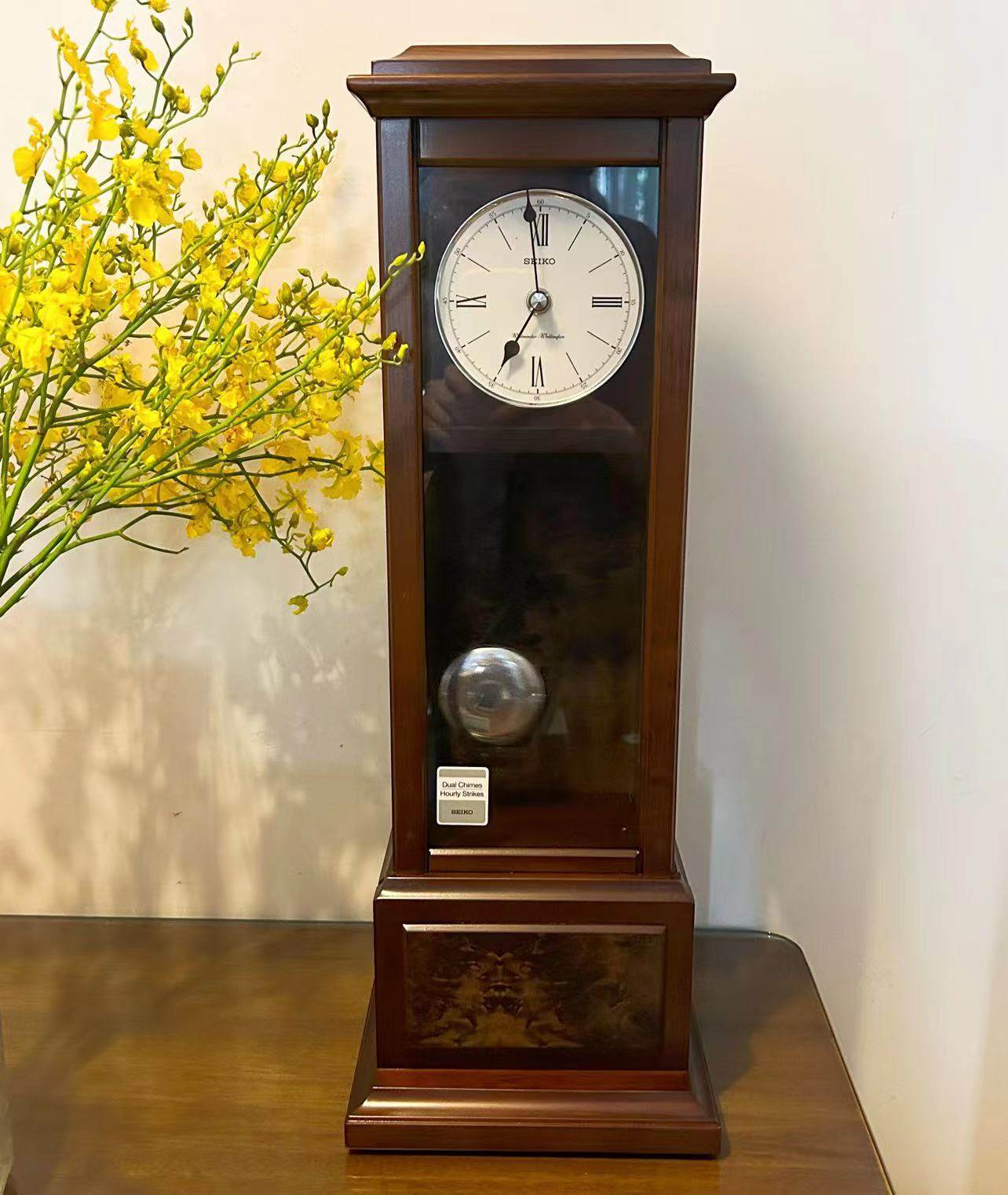seiko日本精工钟声报时豪华实木罗马数字座挂两用钟026