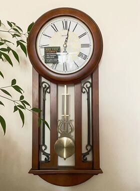 丽声RHYTHM挂钟客厅别墅欧式实木音乐报时钟摆高档豪华复古CMJ547