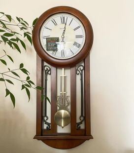 实木音乐报时钟摆高档豪华复古CMJ547 丽声RHYTHM挂钟客厅别墅欧式