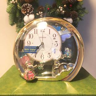 正品日本RHYTHM丽声座钟动物王国田园客厅卧室儿童房学生4SE504