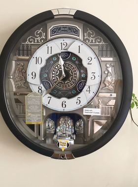 日本精工SEIKO魔幻音乐施华洛水晶挂钟北欧客厅静音钟表QXM366S