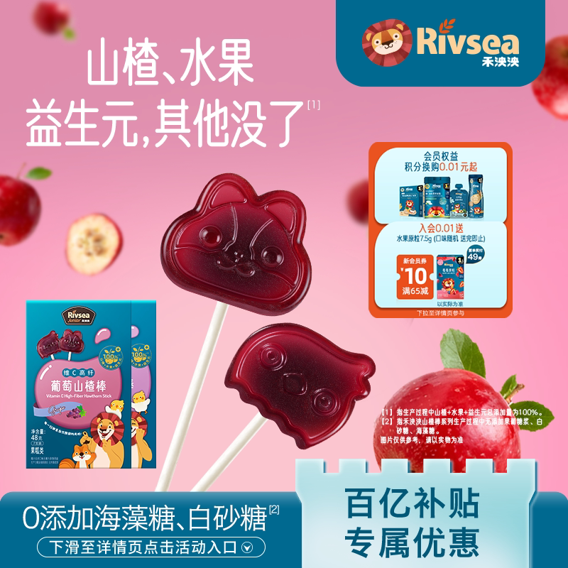 【百补】禾泱泱山楂棒2盒 宝宝小零食水果山楂棒无添加海藻糖