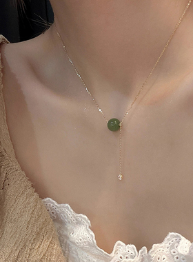 碧绿和仿田玉项链轻奢小众