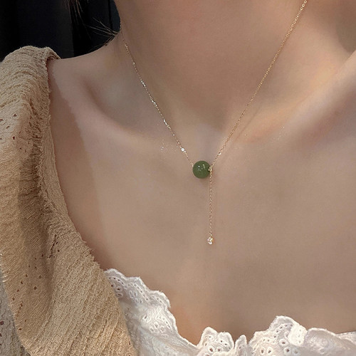 碧绿和仿田玉项链轻奢小众