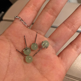 仿和田玉耳钉女精致小巧养耳洞睡觉免摘高级感设计冷淡风耳环耳饰