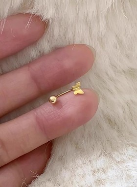 简约可爱小巧蝴蝶弯钩耳钉睡觉不用摘养耳洞高级感螺丝拧百搭耳环