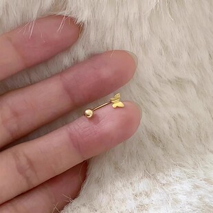简约可爱小巧蝴蝶弯钩耳钉睡觉不用摘养耳洞高级感螺丝拧百搭耳环