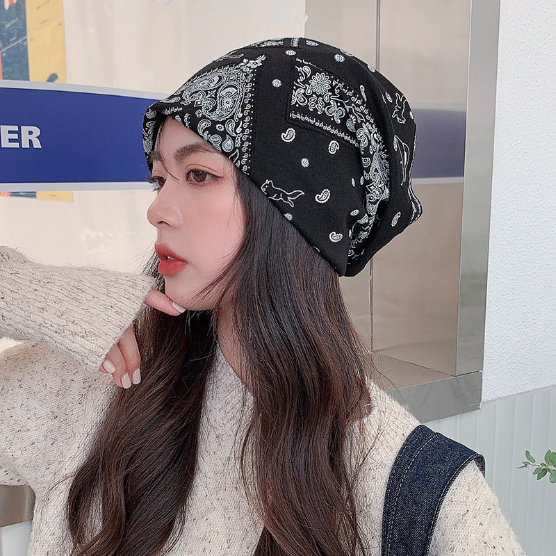 腰果花堆堆帽潮人女秋冬季韩版情侣街头嘻哈ins网红冷帽包头帽子