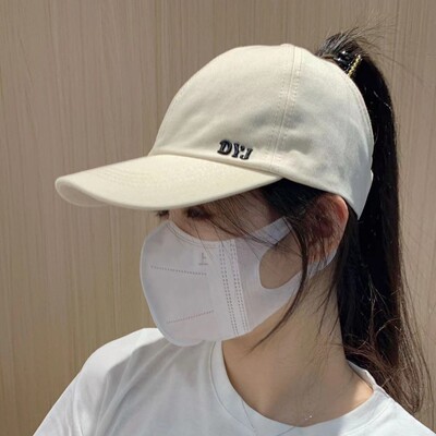 女士防晒遮阳扎马尾半空顶鸭舌帽