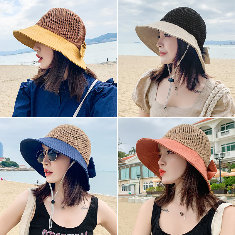 编织渔夫帽女早春韩版百搭遮阳夏季遮脸防晒春秋新款透气太阳帽子