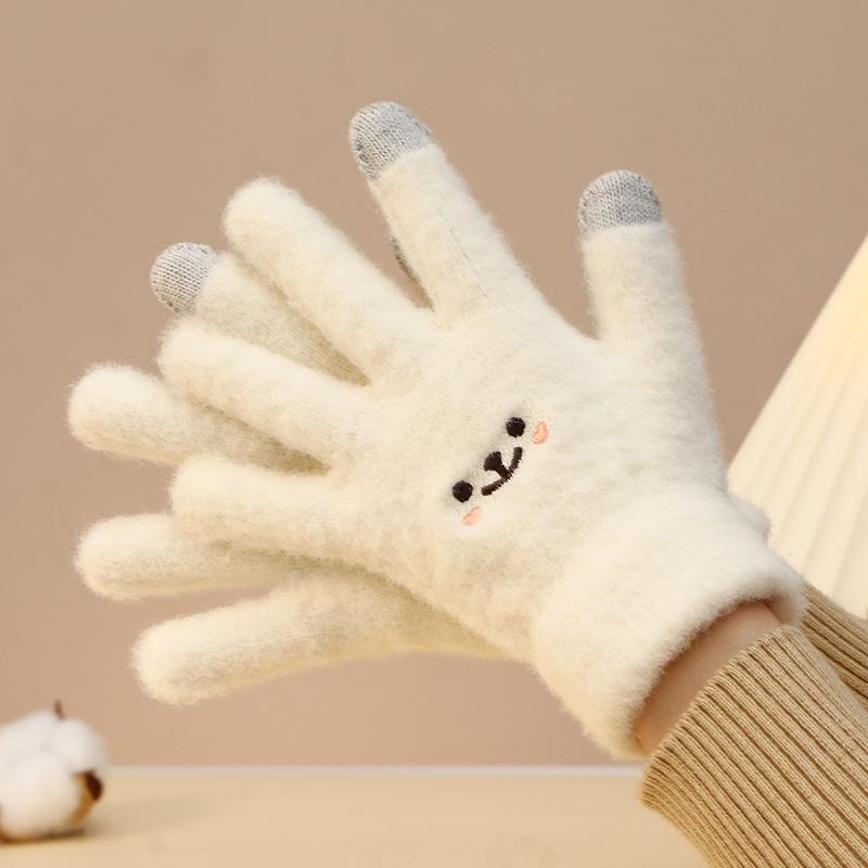 触屏加绒骑车冬季防寒手套五指