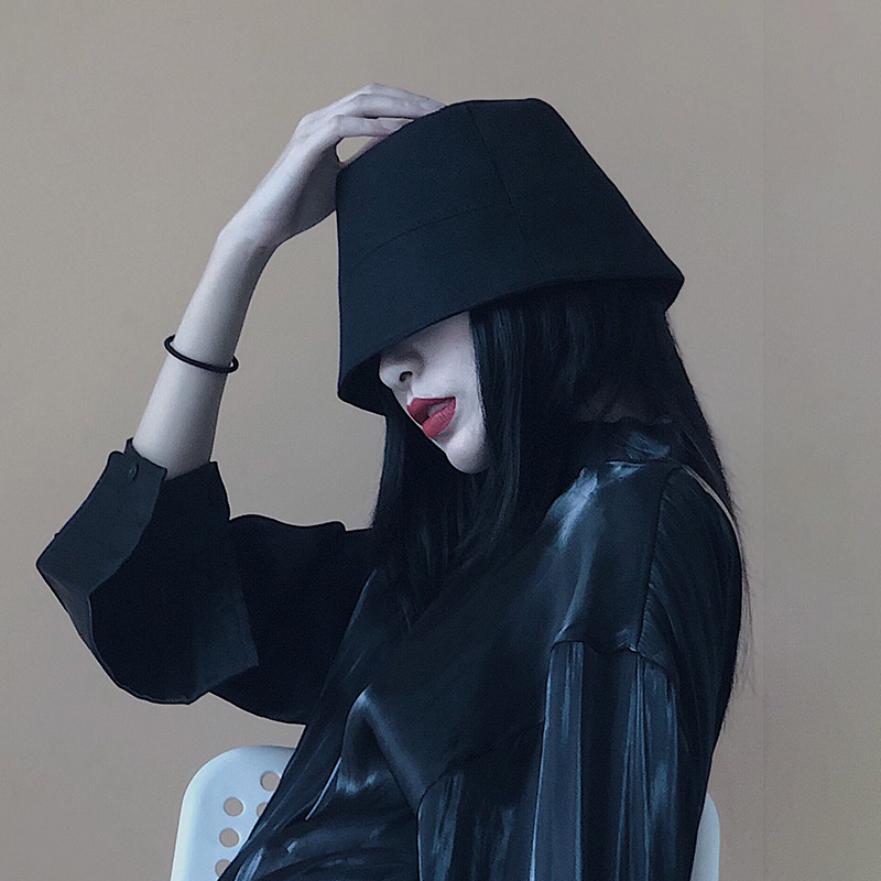 灯罩水桶帽子女遮脸渔夫帽日系韩版潮黑色乞丐钟型盆帽夏百搭春秋