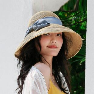 草帽override遮阳帽子uvcut渔夫帽日本草编防晒帽女沙滩大帽檐