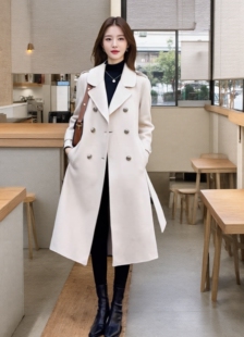 驼色双面羊绒大衣女中长款2024年新款高端秋冬季赫本风羊毛呢外套