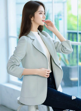 2024新款超值爆款女装短款时尚潮流纯羊毛双面羊绒小西服外套反季