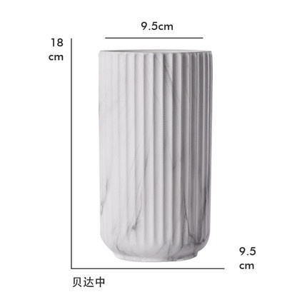 新品新厂促北欧风客厅大理石纹陶H瓷花瓶 干花插花装饰摆件直筒贝