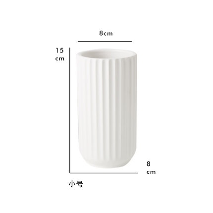 北欧风客厅大理件纹陶瓷花瓶直干w花插花装饰摆石 筒贝达