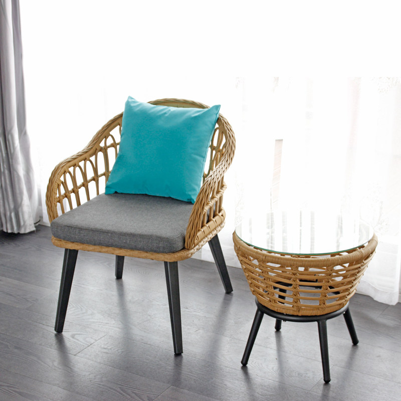 北欧简约户外沙发藤椅茶几三件套家用休闲桌椅阳台现代单人防水新|msdalam kategori perabot kediaman, luar/perabot taman, Meja dan kerusi Kit - dari Buy2taobao.com untuk memberikan perkhidmatan ejen Taobao profesional membeli