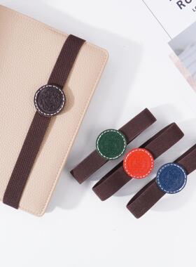 手帐双面真皮手帐绑带绑绳弹力束带饰品 手工缝制植鞣革松紧带