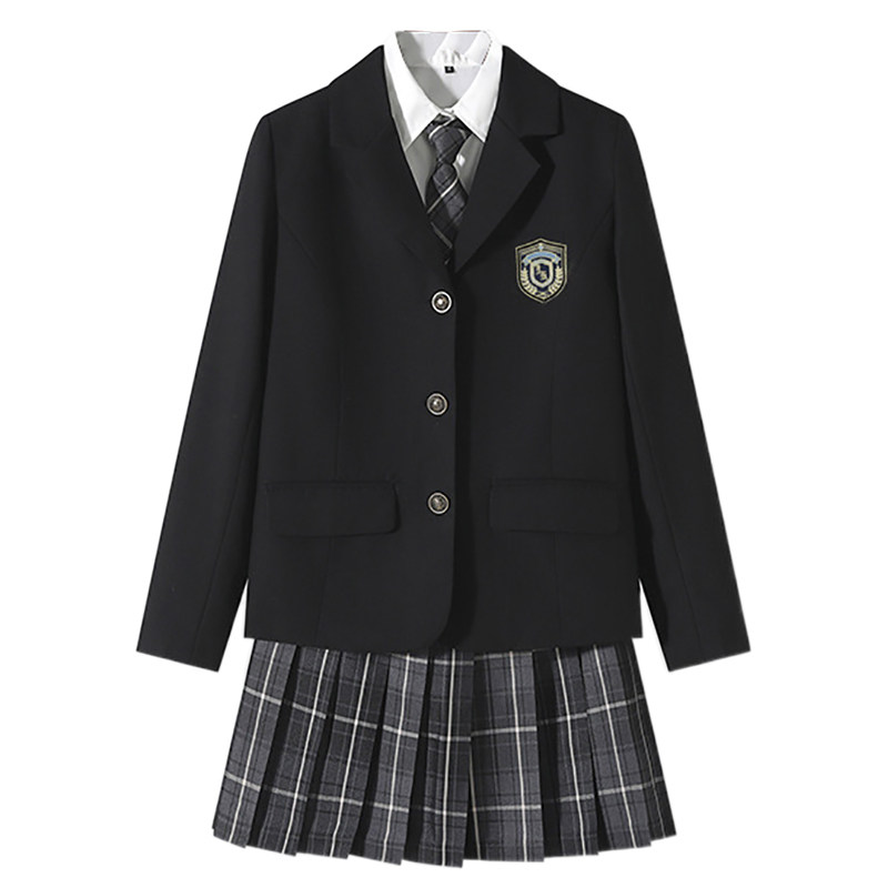 优款jk制服套装西装外套冬2026新款职业风学生黑色西服三件套裙女