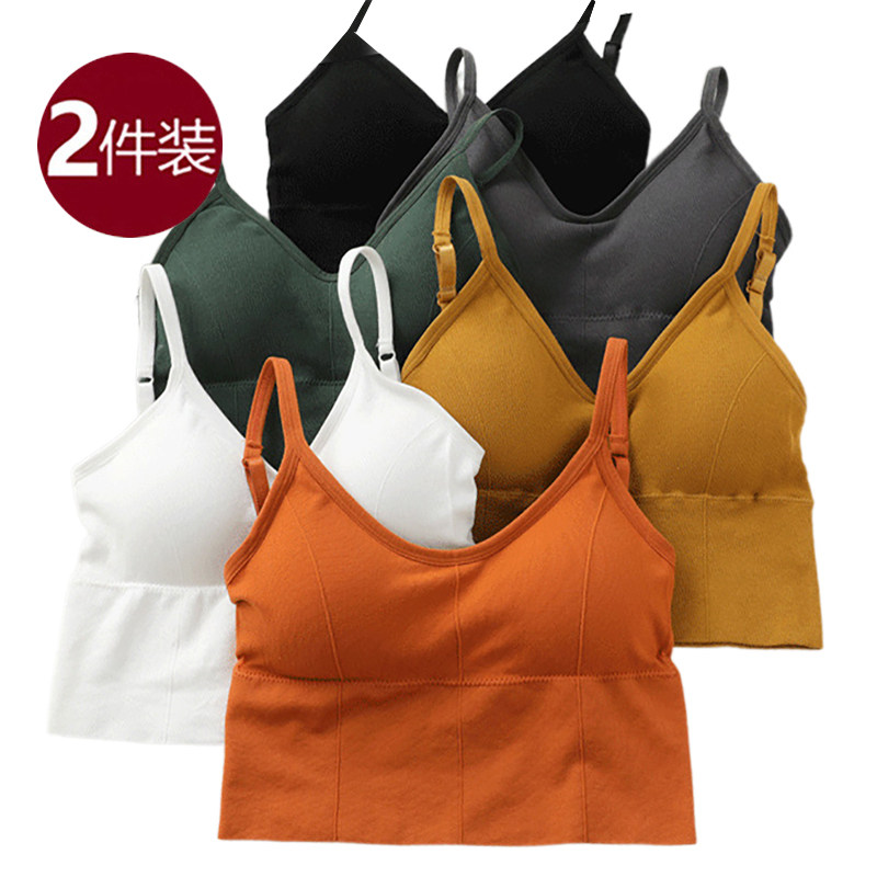 优质吊带背心女免穿文胸一体式带胸垫美背白色夏外穿内搭上衣新款
