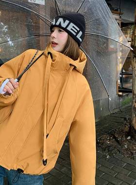 黄色短款冲C098-862锋羽绒克服冬季新款休闲连女帽白鸭衣绒工装夹