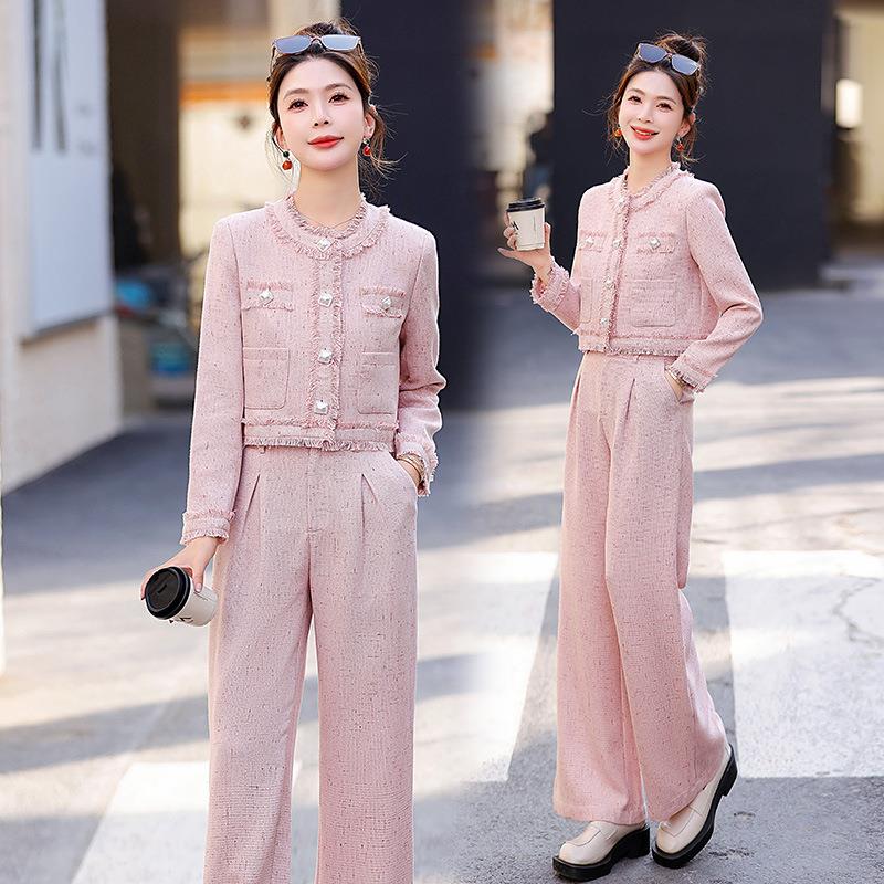 女0装时尚休闲套装春5秋季新品韩版YH2503-0修身外 套长裤两件套Y