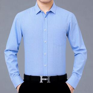 男士 R抗皱中青年爸装 衬衫 棉免烫0015 格子衬真口 爸丝光季 秋衣长袖