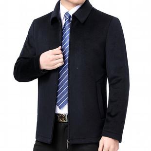 闲翻领羊中绒毛呢羽绒服20581 冬装 休装 夹克年爸爸款 OP茄克 新男式