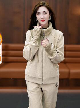 加841608绒加厚两套装女秋冬时尚洋时髦针领卫织衣气质休闲件气套