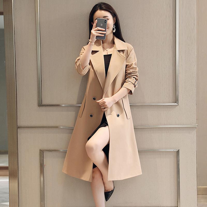 新款女装衣女韩装版秋气质显瘦长款薄修身秋垂感大ZMO8风衣春外套