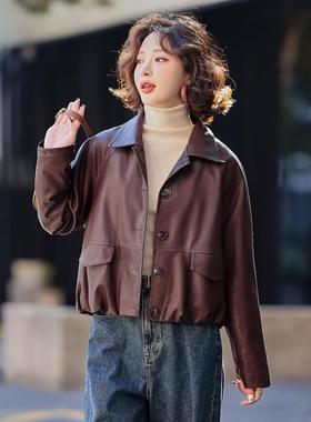 皮衣套女个短款春季新克款小子UVE设计外感休闲夹上衣