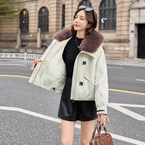 年大毛领时尚棉服外套女设季计感冬WW2558-1厚简约棉加袄棉衣