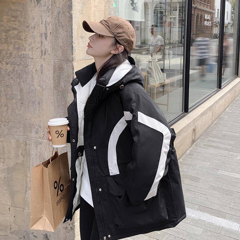 派工装克羽绒服女冬季显新款C116-685宽松时尚白鸭绒瘦冲锋衣连帽