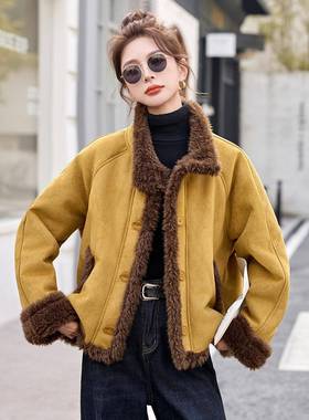 皮毛一体外套女季加加ZYI921R绒高级时尚厚洋气宽松减龄显冬瘦上