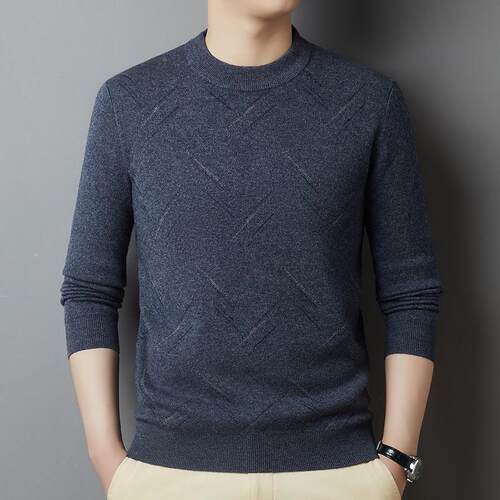 冬季男士羊绒12051-TB衫中年商务闲圆领时尚保厚加款羊暖毛休衫毛