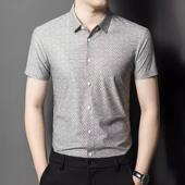 商男650 年新款 衫 短袖 KK年务休闲免烫条纹衬中衣 桑衬蚕丝夏季