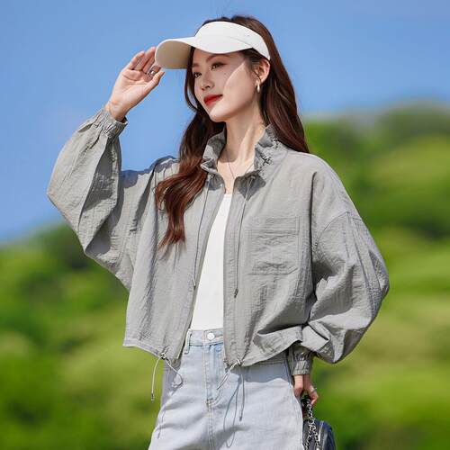 长休GE6240-袖拉链立领年闲克外套女夏季新款夹今流行防晒衣