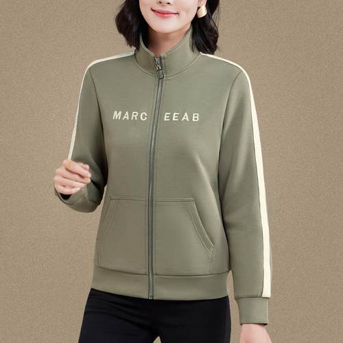 8205007外套夹女春新款时尚立领短薄款松克洋气减龄宽休闲运动上