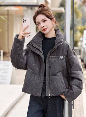 设计感ZAI9595S绒立领短款绒服女季新款爆款保冬暖显瘦灰羽色白鸭