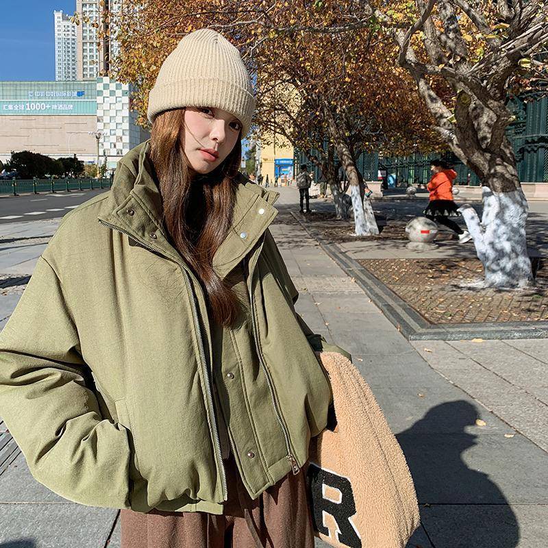 绿色复古领羽绒服短款冬季军新款小个子女ZR2C298w立加厚白鸭绒面